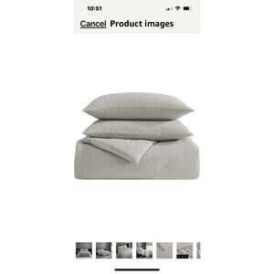 VERA WANG SOLID TEXTURED PLEATS 3 PCS KING DUVET COVER SET COLOR Gray NEW